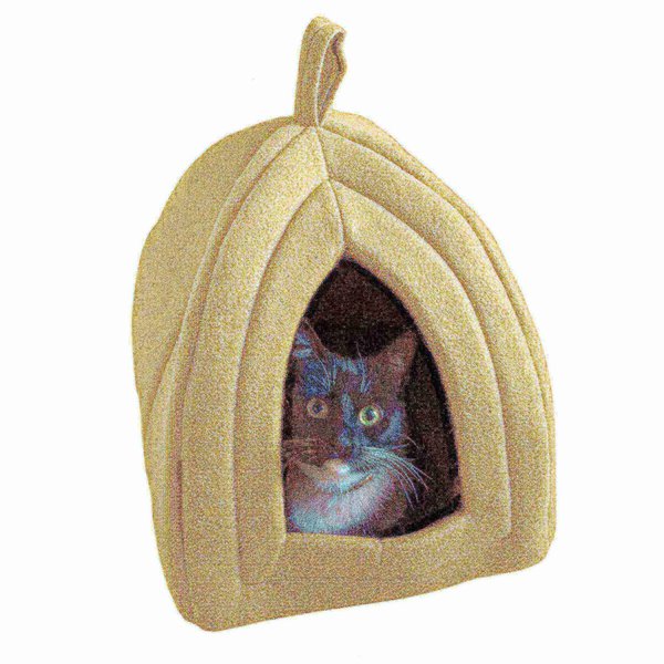 Pet Adobe Pet Bed, Igloo Soft Indoor Enclosed Covered Tent with Removable Cushion for Cats/Small Pets (Tan) 235113FVB